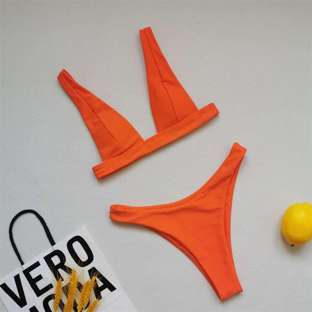 Lemon Print Triangle Bikini Set