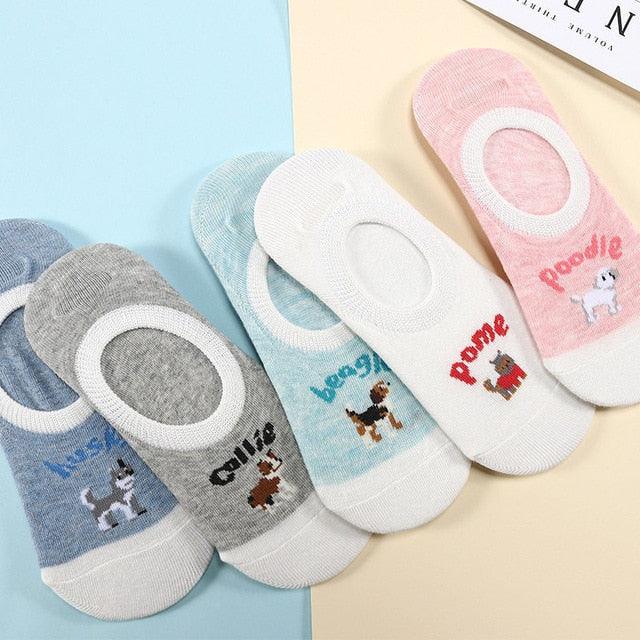 Kawaii Animal 5-Pair No-Show Sock Set
