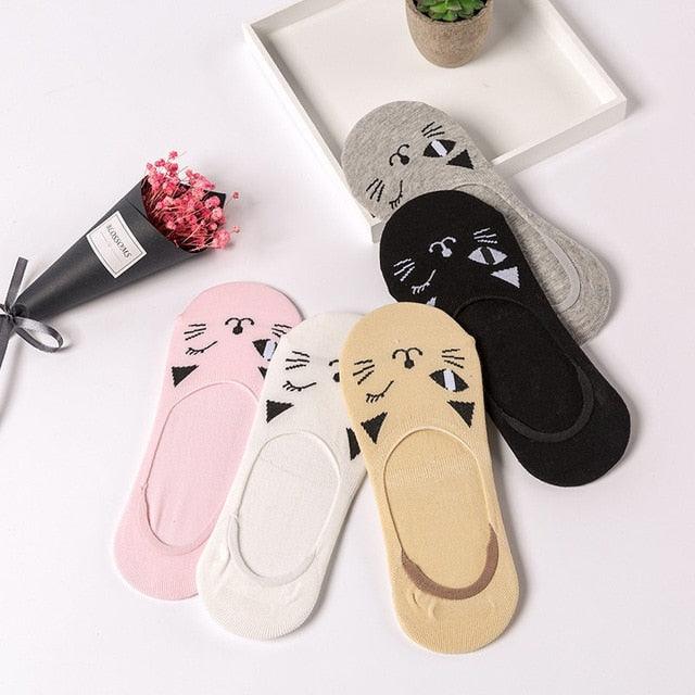 Kawaii Animal 5-Pair No-Show Sock Set