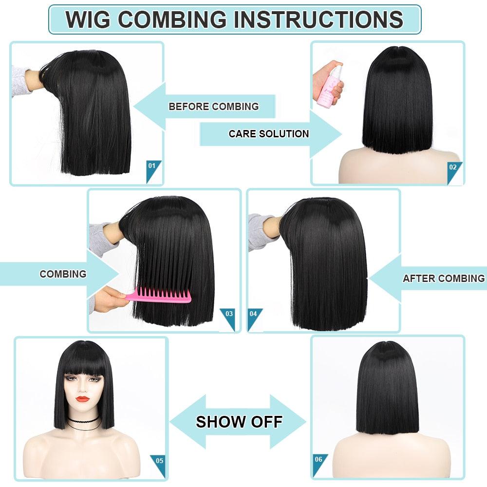 Short Bob Synthetic Wig with Bangs