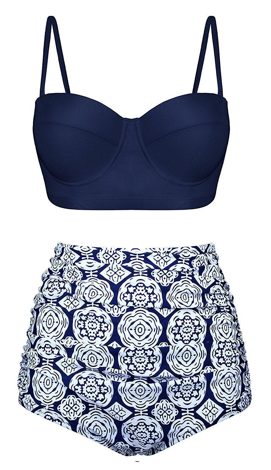 Vintage Polka Dot Push-Up High Waist Bikini