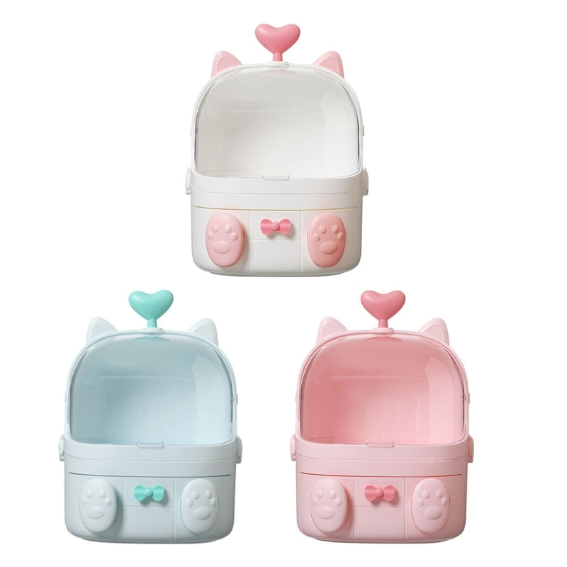 Caja de almacenamiento de maquillaje para gatos 