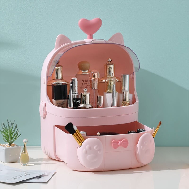 Caja de almacenamiento de maquillaje para gatos 