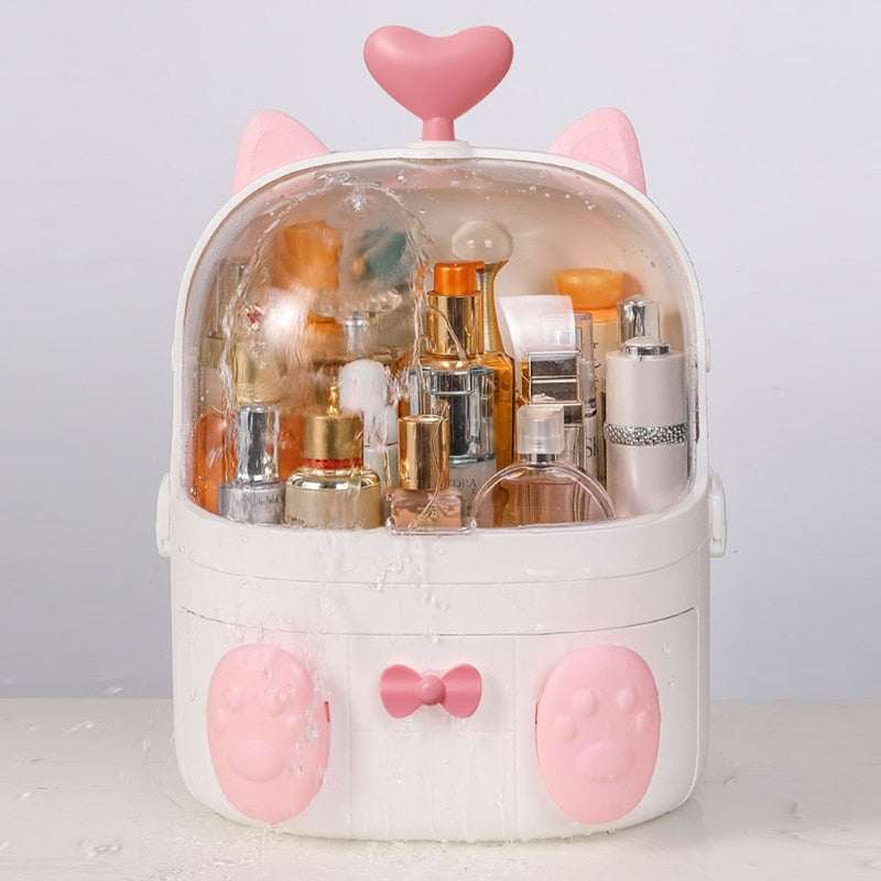Caja de almacenamiento de maquillaje para gatos 