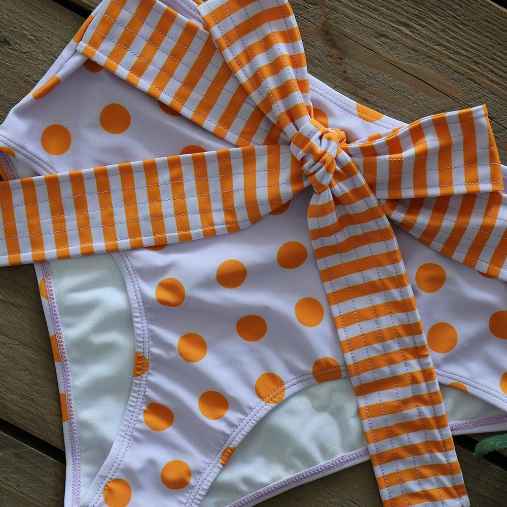 Ruffle Shoulder Floral High Waist Bikini