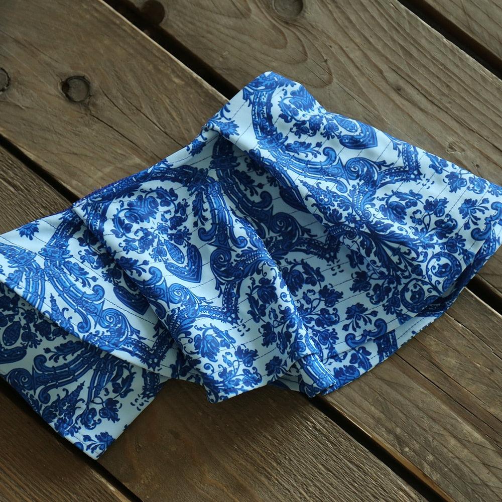 Ruffle Shoulder Floral High Waist Bikini