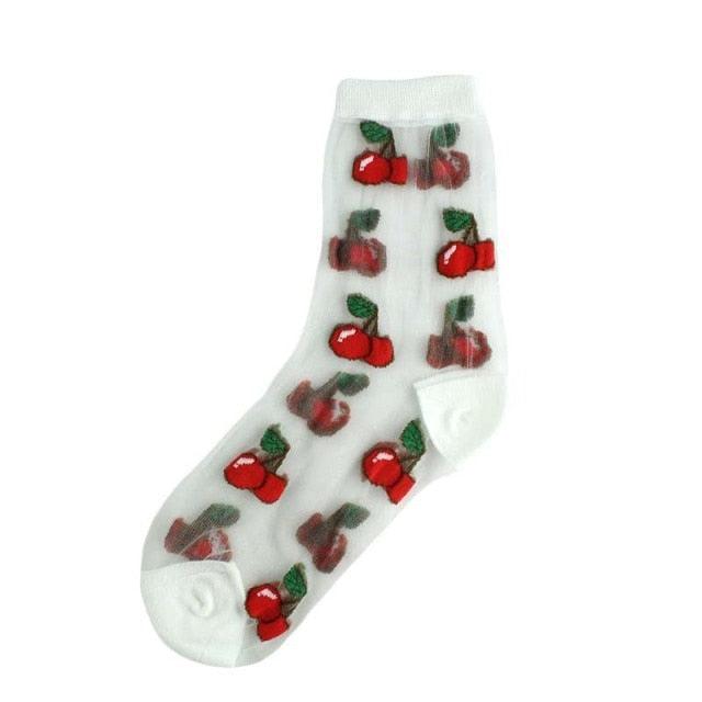 Sheer Kawaii Fruit Crew Socks