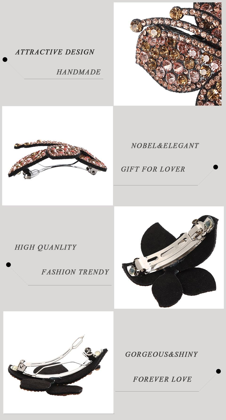 Rhinestone Flower Barrettes