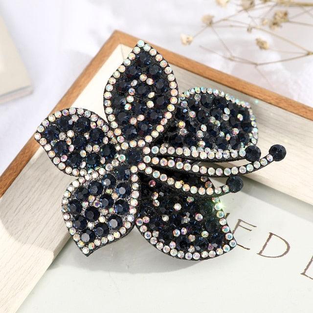 Rhinestone Flower Barrettes