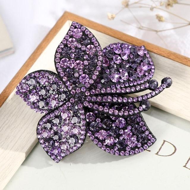 Rhinestone Flower Barrettes