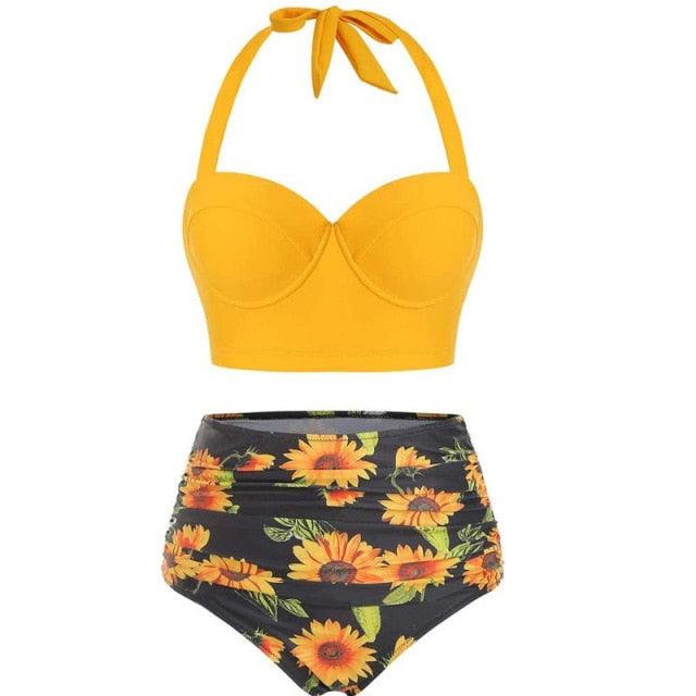 Vintage Polka Dot Push-Up High Waist Bikini