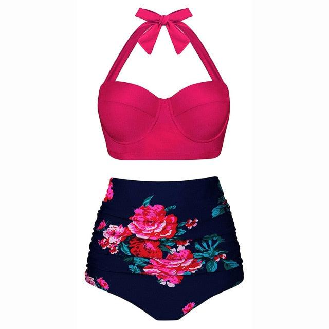Vintage Polka Dot Push-Up High Waist Bikini