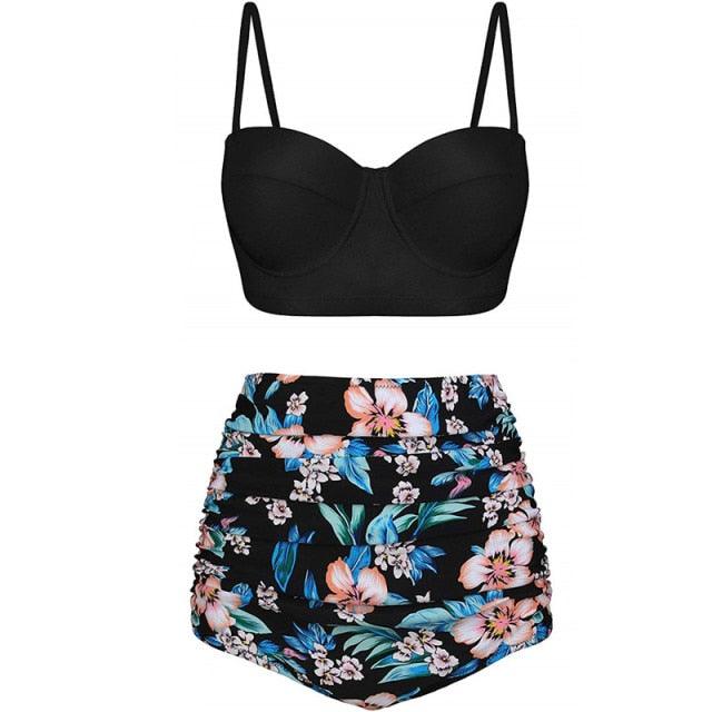 Vintage Polka Dot Push-Up High Waist Bikini