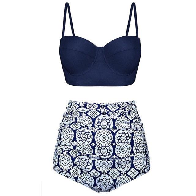 Vintage Polka Dot Push-Up High Waist Bikini