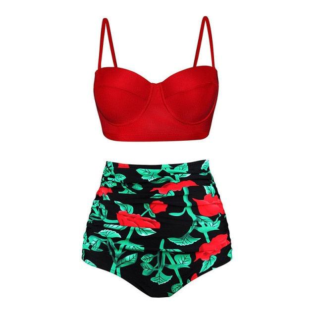 Vintage Polka Dot Push-Up High Waist Bikini