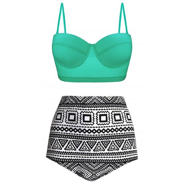 Vintage Polka Dot Push-Up High Waist Bikini