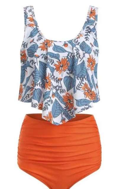 Ruffle Flounce High Waist Bikini — Plus Size