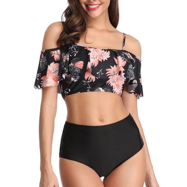 Ruffle Flounce High Waist Bikini — Plus Size