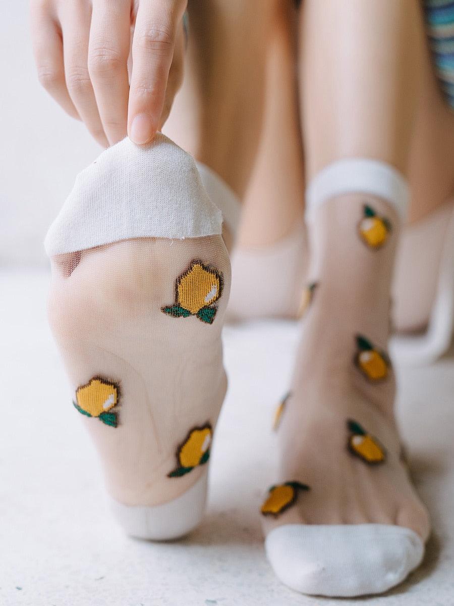 Sheer Kawaii Fruit Crew Socks
