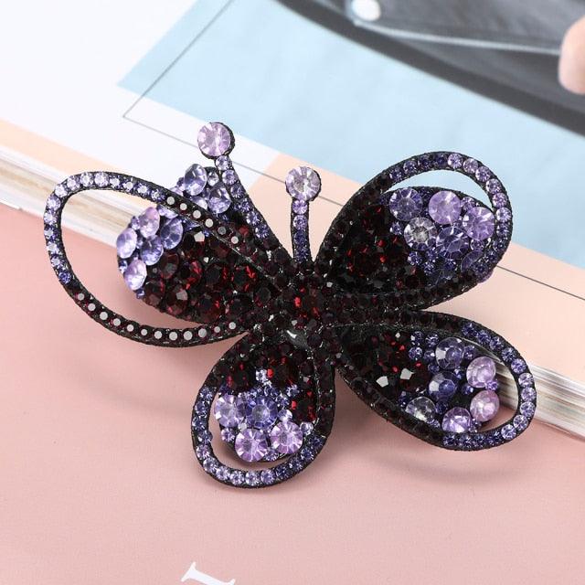 Rhinestone Flower Barrettes