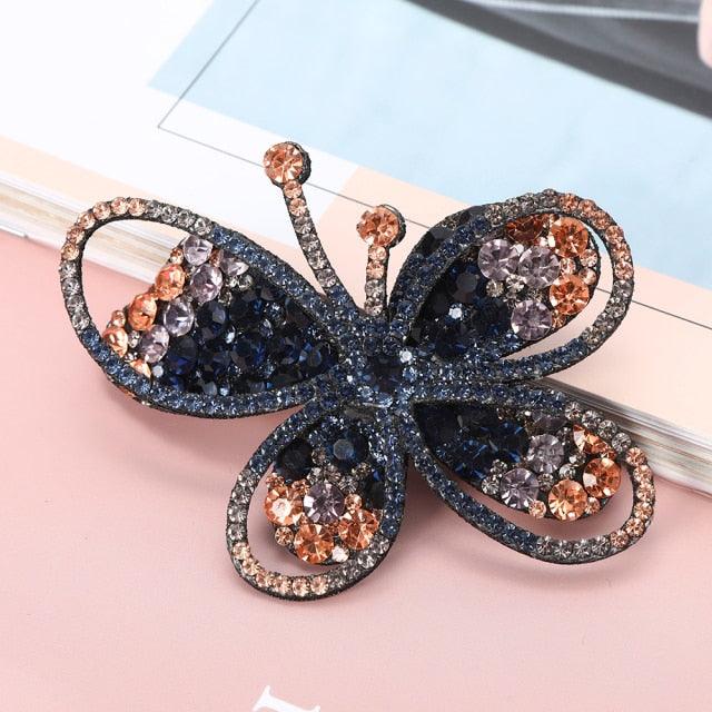 Rhinestone Flower Barrettes