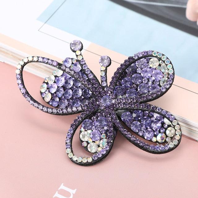 Rhinestone Flower Barrettes