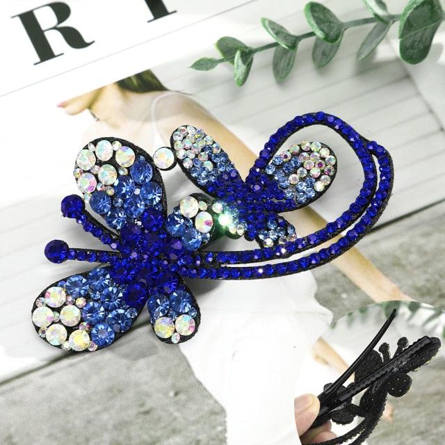 Rhinestone Flower Barrettes