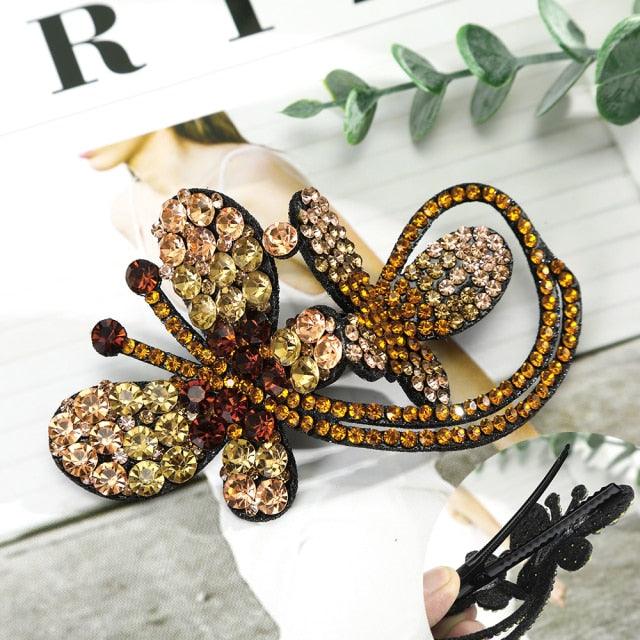 Rhinestone Flower Barrettes