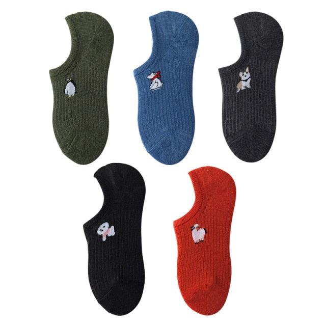 Kawaii Heart & Cat 5-Pair No-Show Sock Set
