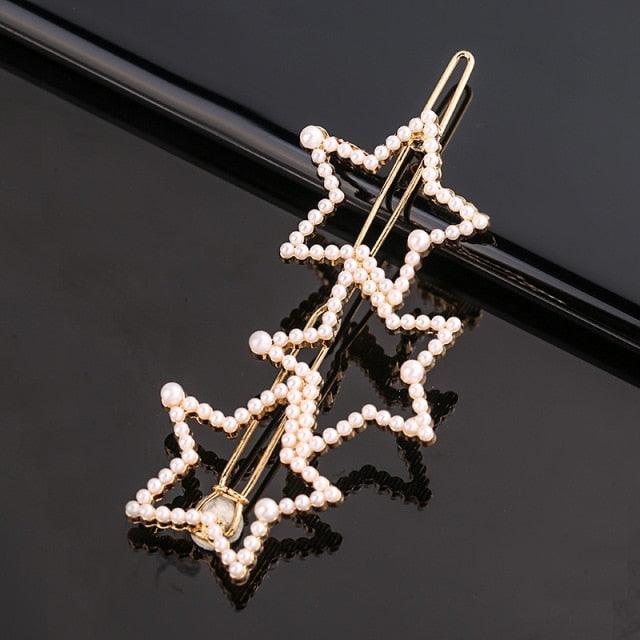 Pearl Hair Clips — Star & Round