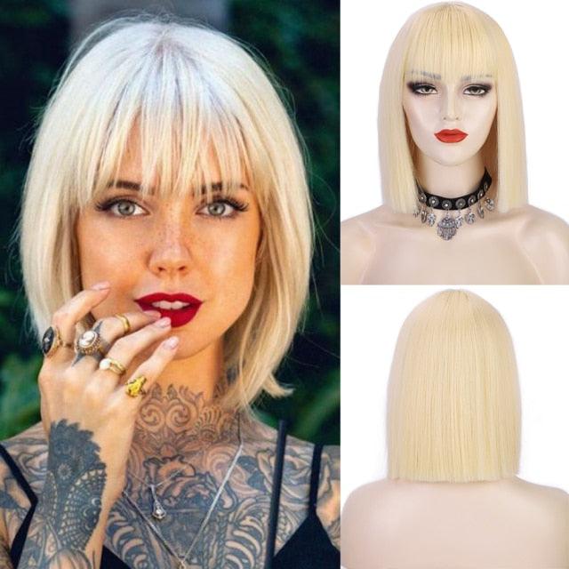 Short Bob Synthetic Wig with Bangs