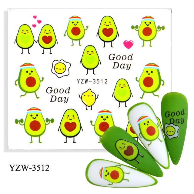 Kawaii Fruit Water Transfer Nail Stickers