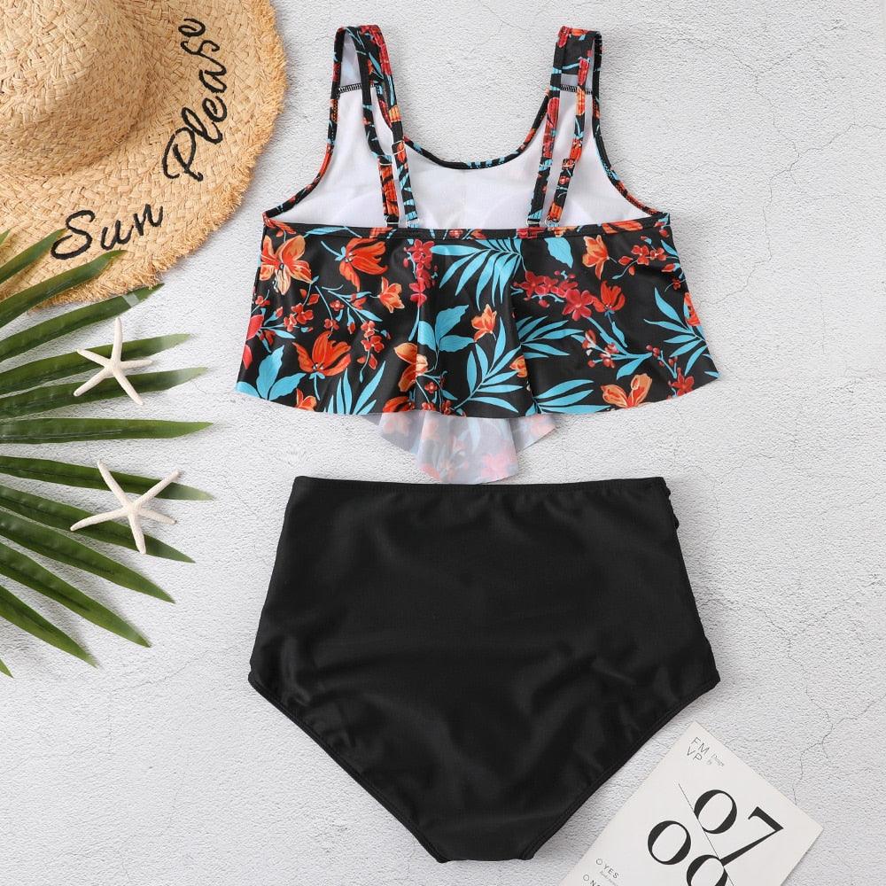 Ruffle Flounce High Waist Bikini — Plus Size