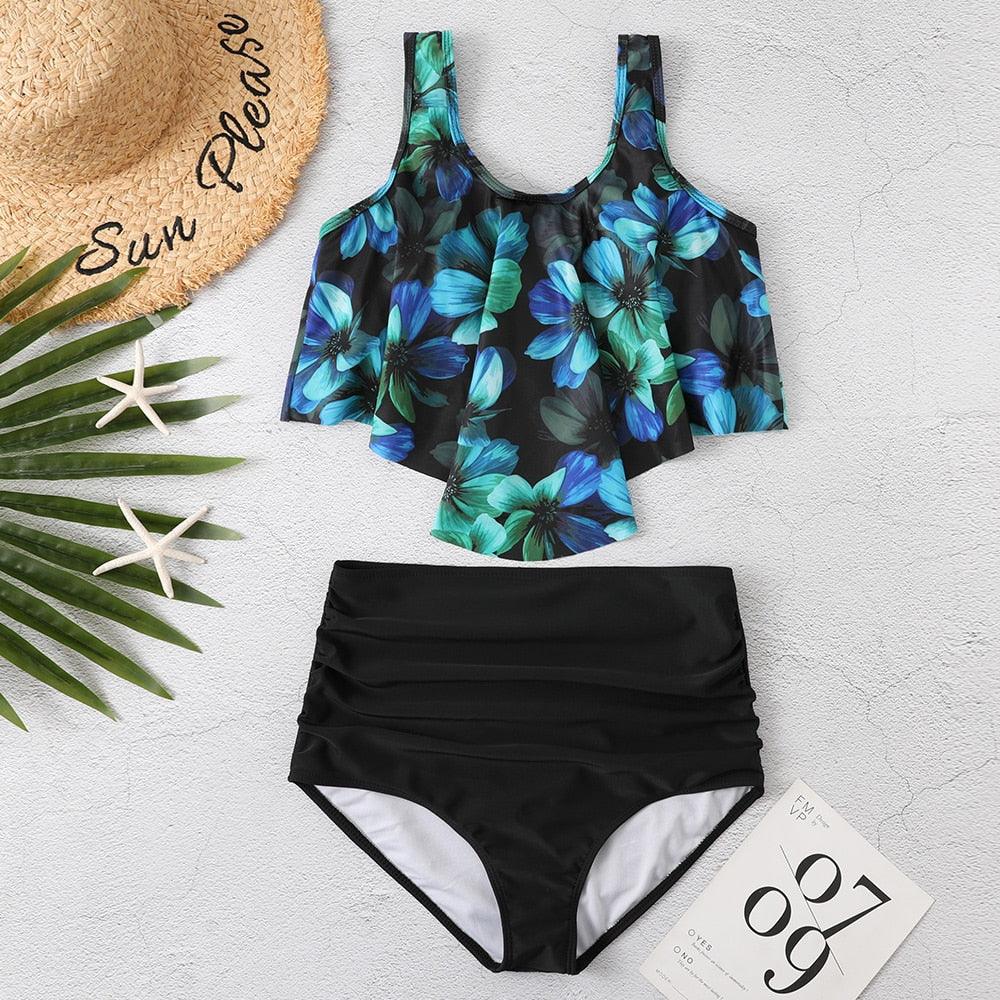 Ruffle Flounce High Waist Bikini — Plus Size