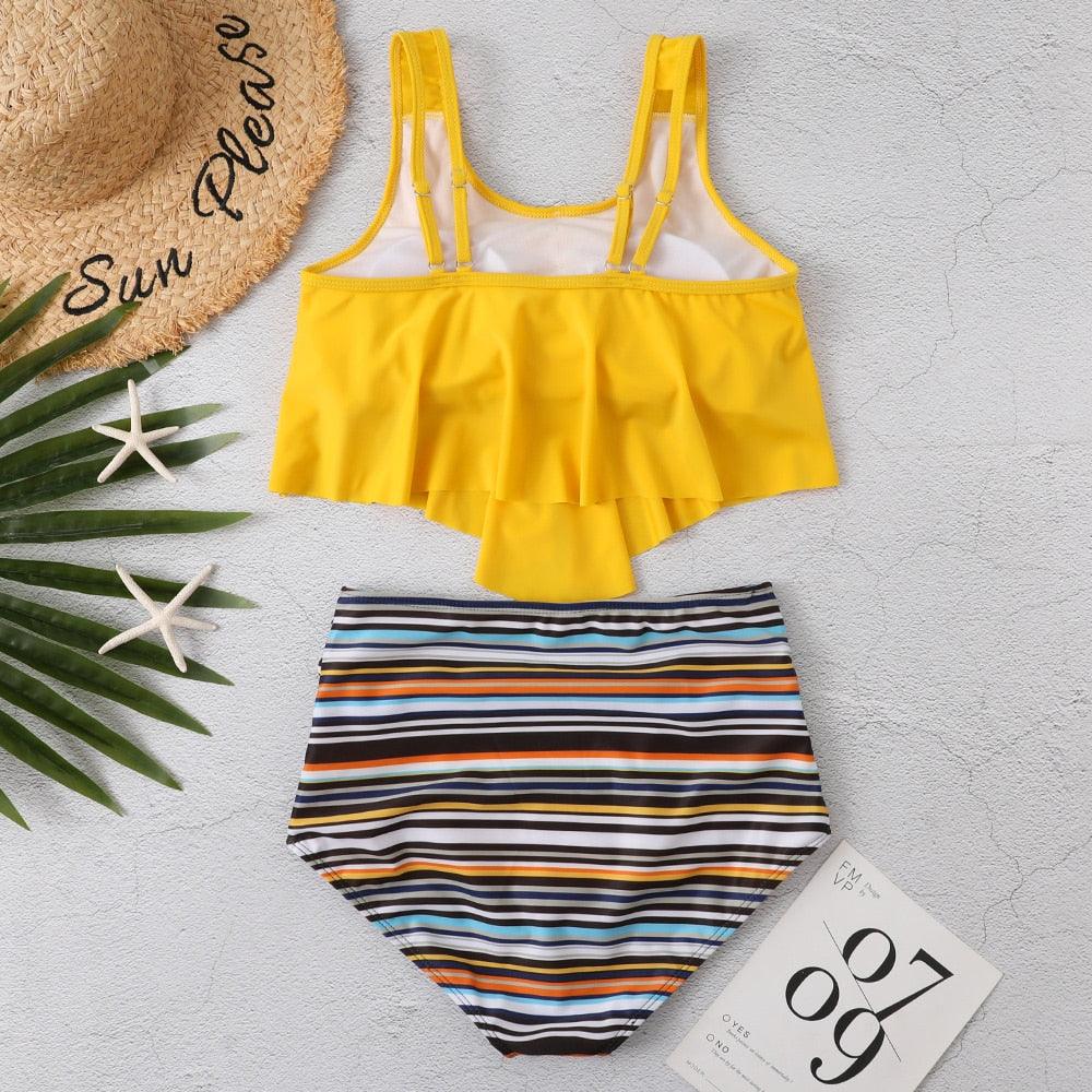 Ruffle Flounce High Waist Bikini — Plus Size