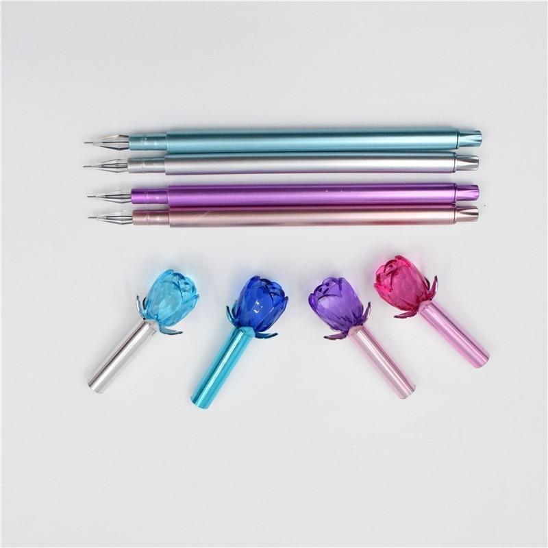 Bolígrafo de gel con forma de flor de cristal
