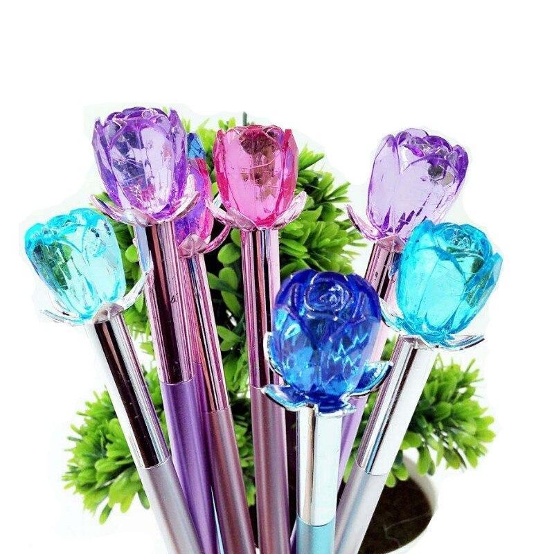 Bolígrafo de gel con forma de flor de cristal