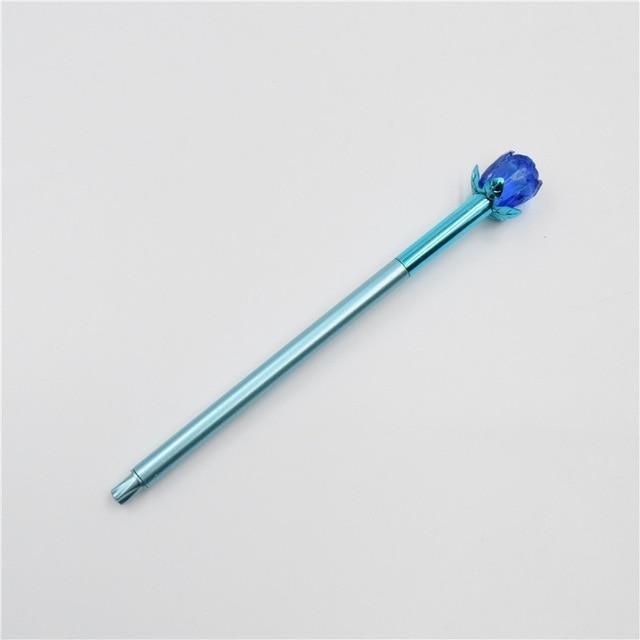 Bolígrafo de gel con forma de flor de cristal