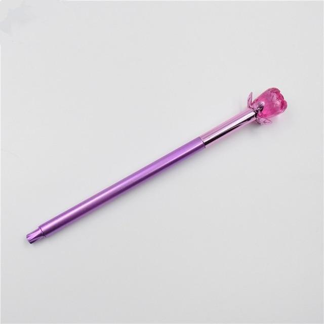 Bolígrafo de gel con forma de flor de cristal
