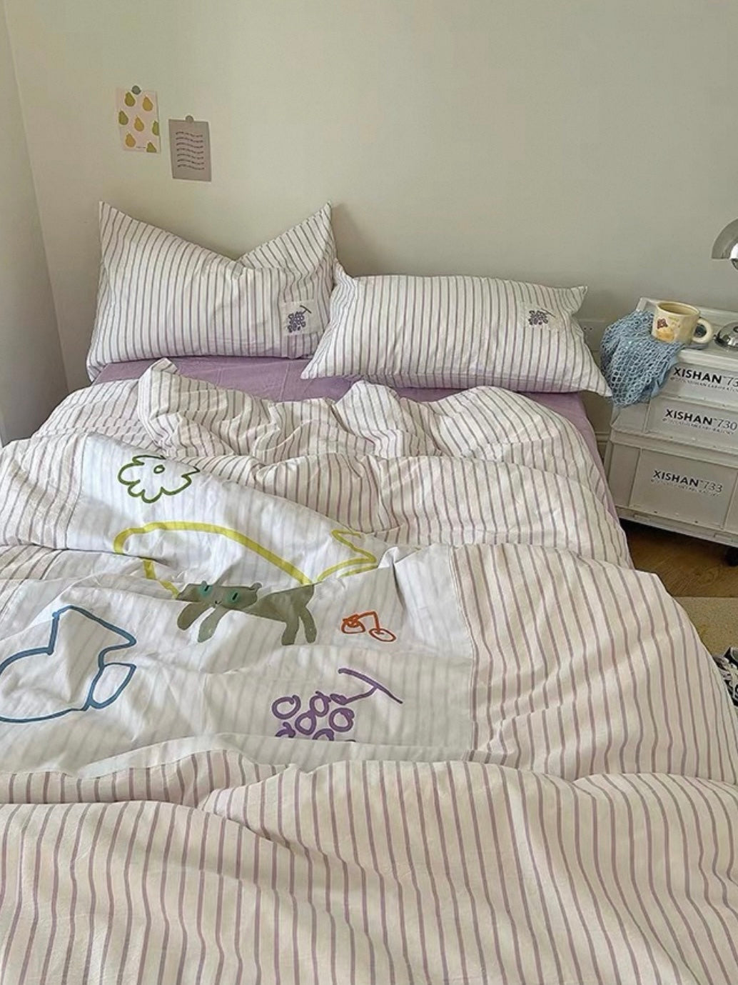 Purple Applique Duvet Cover Set