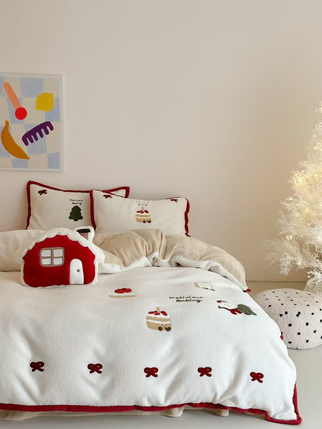 Red Bow Holiday Bedding Set