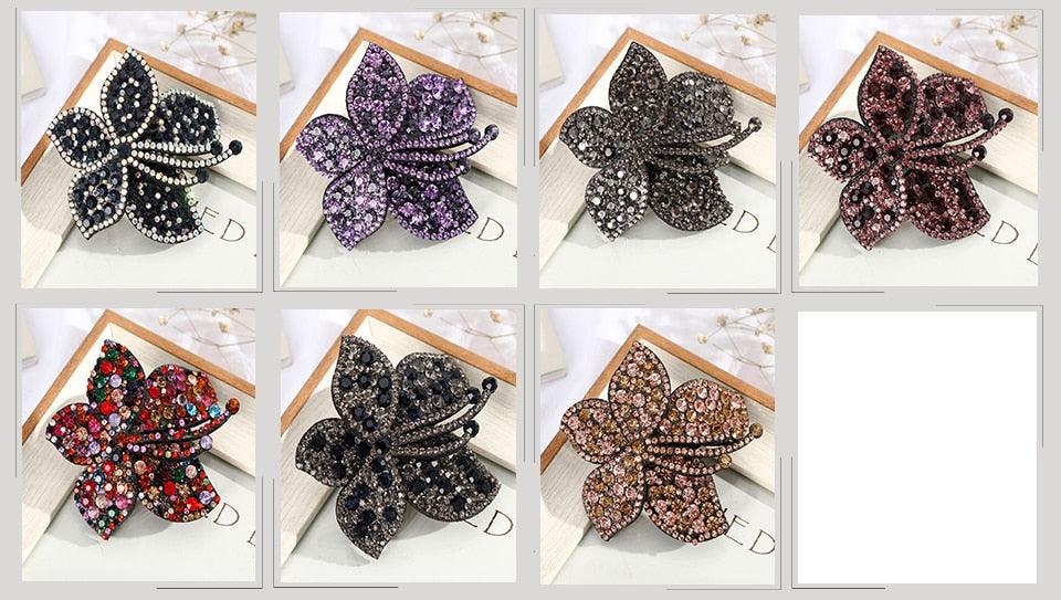 Rhinestone Flower Barrettes