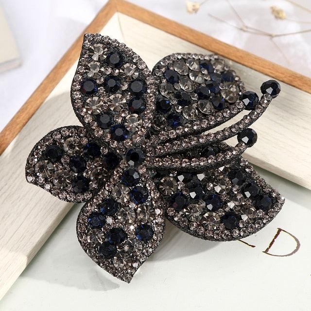 Rhinestone Flower Barrettes