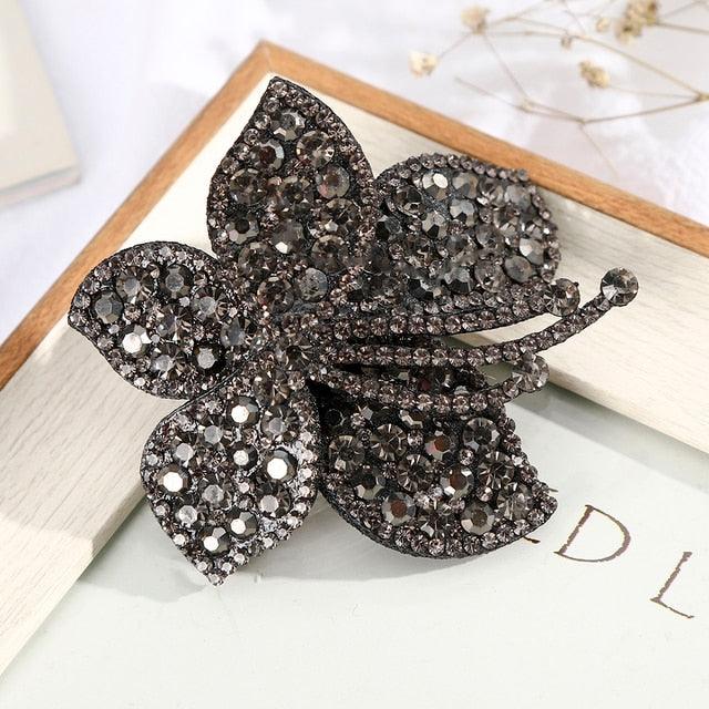 Rhinestone Flower Barrettes