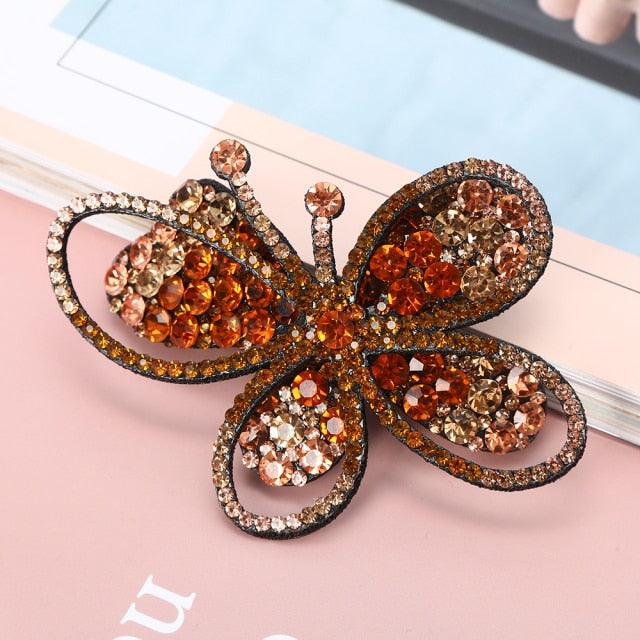 Rhinestone Flower Barrettes