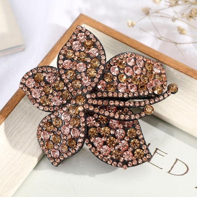 Rhinestone Flower Barrettes