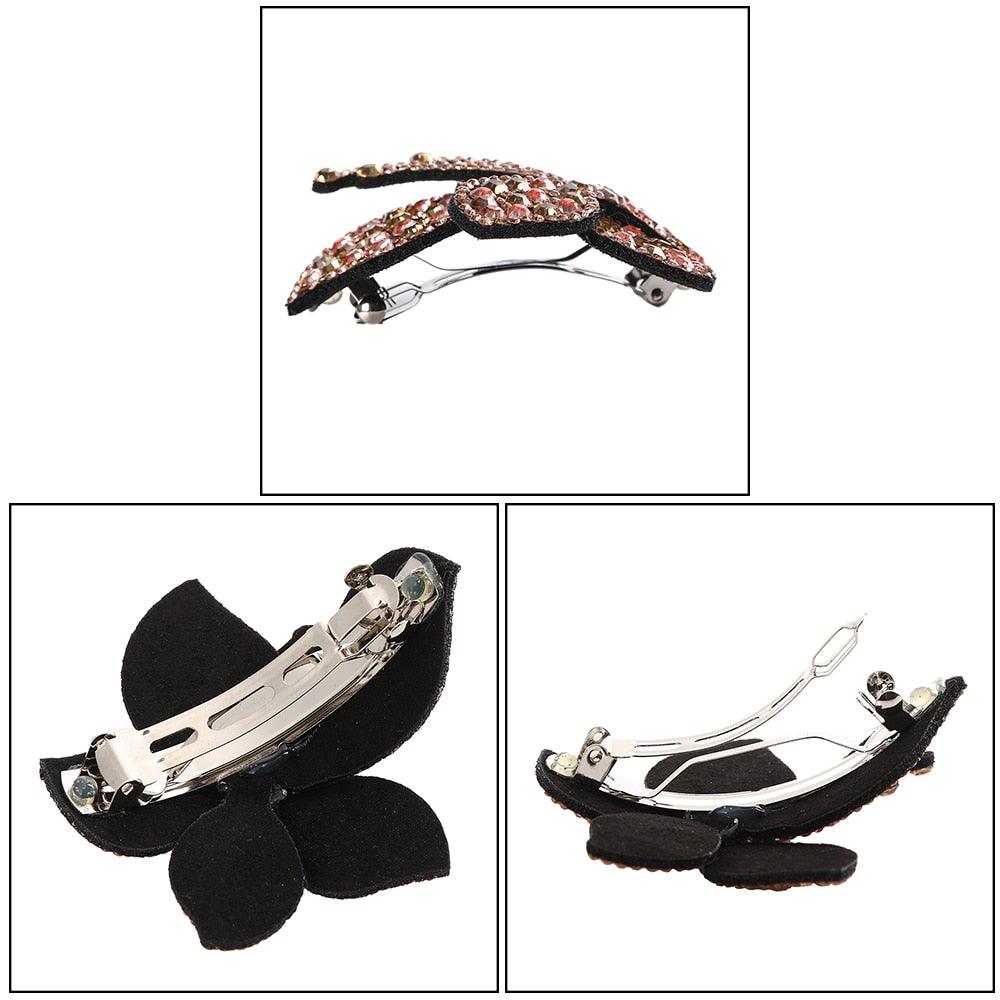 Rhinestone Flower Barrettes