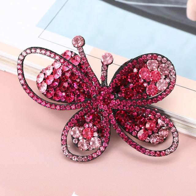 Rhinestone Flower Barrettes