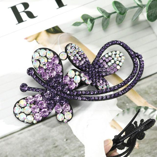 Rhinestone Flower Barrettes