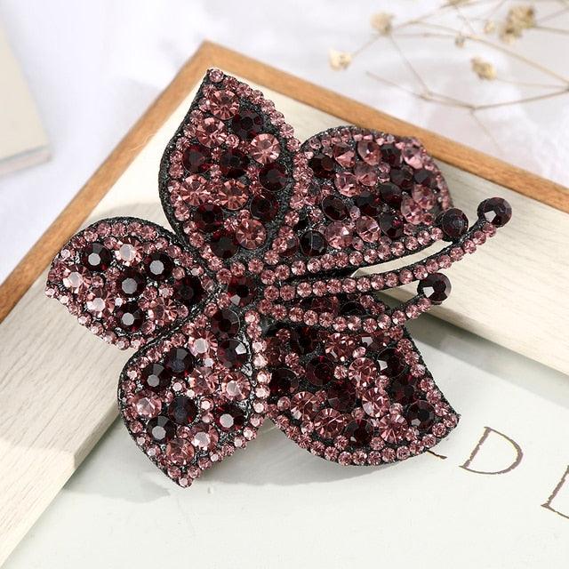 Rhinestone Flower Barrettes